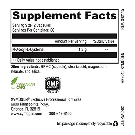 Snapklik.com : XYMOGEN NAC N-Acetyl-Cysteine 600mg - Cardiovascular, Antioxidant, Liver Detox ...