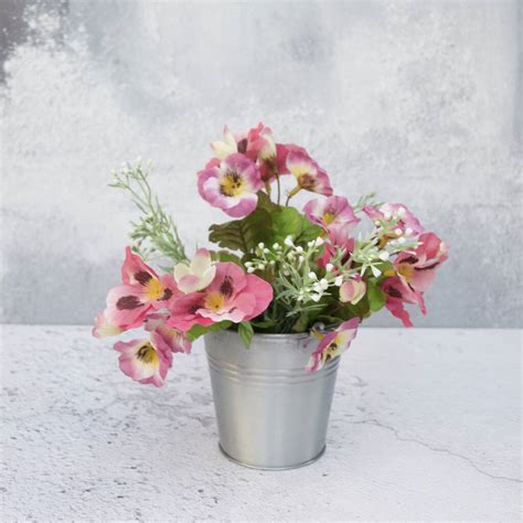 Artificial Pink Garden Flower Pansy Bouquet By Abigail Bryans Designs