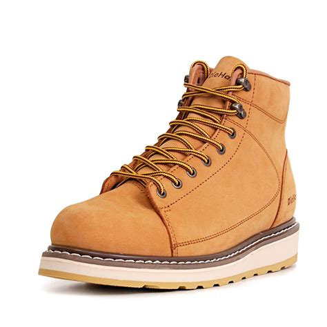 Buy Men’s Classic Work Boots 6" Tan Soft Toe Lace up Water Resistant Comfortable Lightweight ...