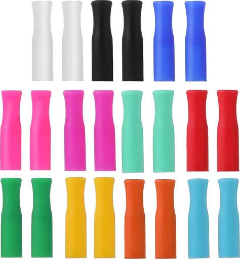 22PCS Silicone Straw Tips Reusable Straws Covers, Food Grade Metal ...