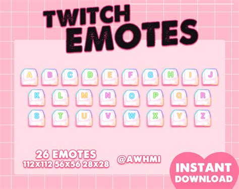 26 ALPHABET Keyboard keys Twitch emotes PREMADE Twitch | Etsy