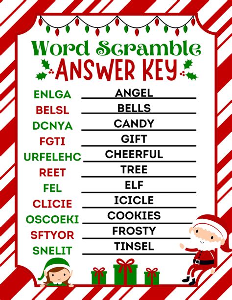 Free Printable Christmas Word Scramble for Kids - DIY Playbook