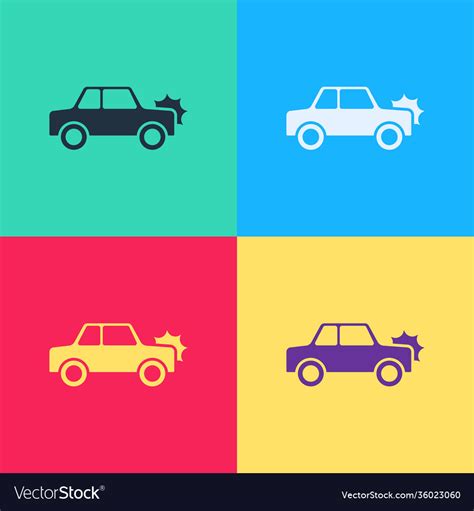 Pop art car icon isolated on color background Vector Image