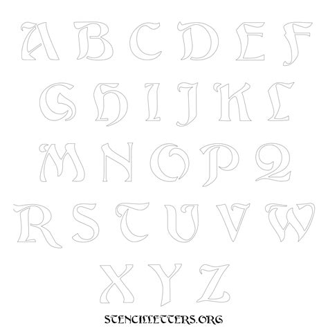 Free Printable Uppercase Letter Stencils Design Style 195 Art Nouveau - Stencil Letters Org