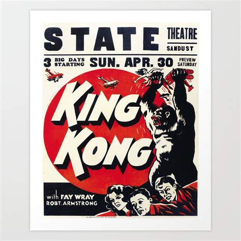 King Kong Movie Poster, Vintage King Kong Poster Art Print by Gilmour ...