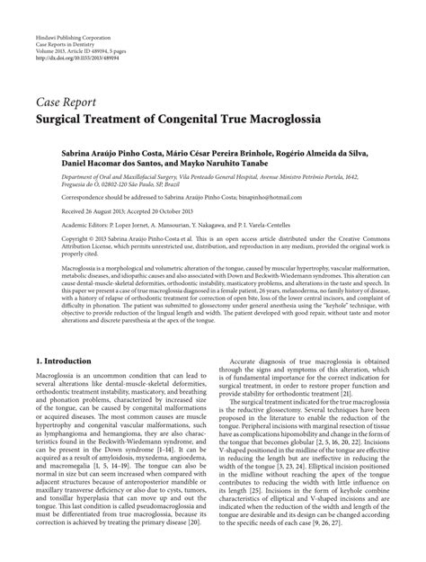 (PDF) Surgical Treatment of Congenital True Macroglossia