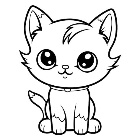 Premium Vector | A black and white drawing of a kitten with the word cat on it.