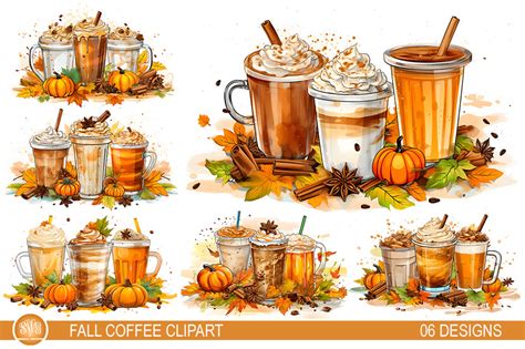 Fall Coffee Pumpkin Spice Latte Clipart Graphic by SVGoriginalcreations ...