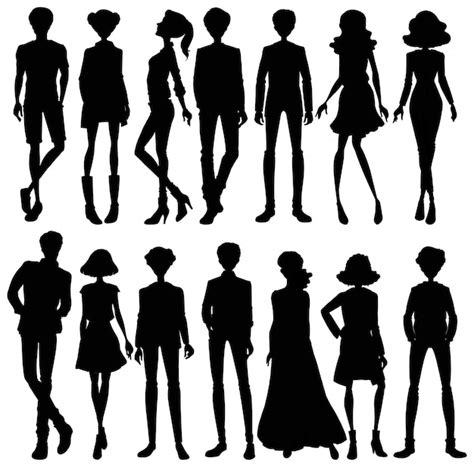 Free Vector | Set of silhouette people character