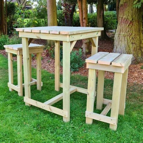 Barkingside Wooden Outdoor Bar Table With 2 Stools | Furniture in Fashion