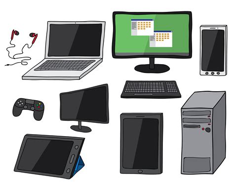 Computer and Electronic Gadget Hand Drawn Clipart Set, High Res, JPG, PNG and Vector Formats ...