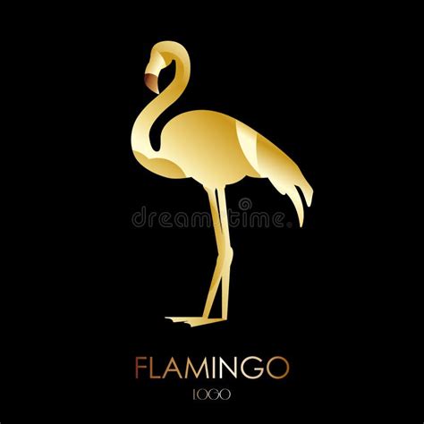 Golden Flamingo Icon on Dark Background. Flat Design Stock Vector ...