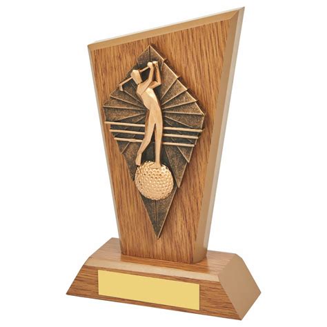 Golfer Wood Effect Trophy - Golf trophies from OnlineTrophies