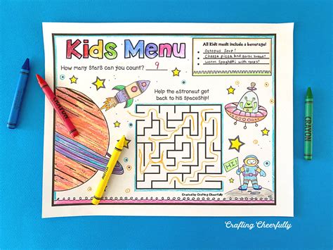 Fun Printable Kids' Menus - Crafting Cheerfully