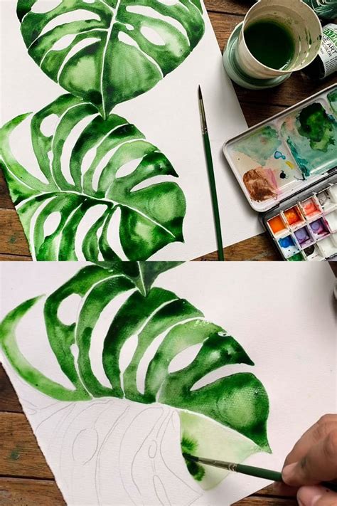 12 Easy Watercolor Leaves Painting Tutorials - A Piece Of Rainbow