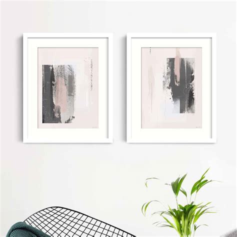 pink and grey abstract prints set of two by green lili | notonthehighstreet.com