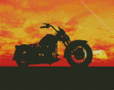 Motorcycle Sunset Silhouette - 5D Diamond Painting - DiamondPaintings.SHOP