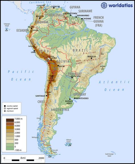 Mapa de América del sur | Paises y Capitales de Sudamérica | Descargar e Imprimir Mapas