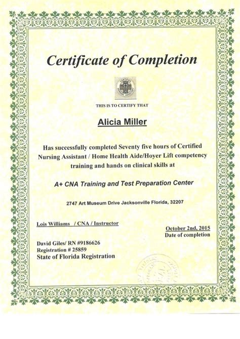 Printable Fake Cna Certification