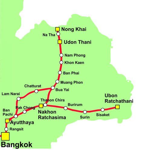 Map of Thailand’s North Eastern Train Line | Thailand Trains