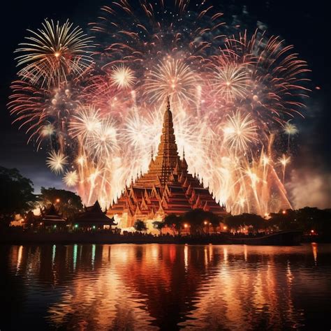 Premium AI Image | Fireworks Celebration in Thailand