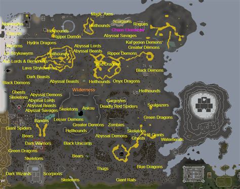 I made an updated Wilderness monster map : r/runescape