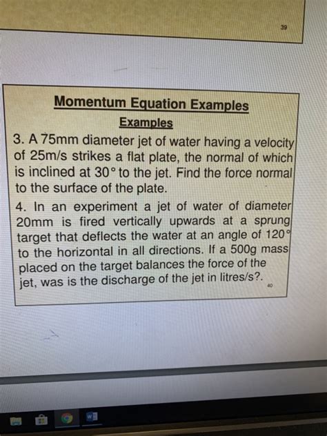 Solved 39 Momentum Equation Examples Examples 3. A 75mm | Chegg.com