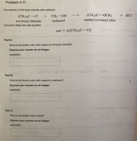 Solved Problem 4-11 + HCI The reaction of tert-butyl | Chegg.com