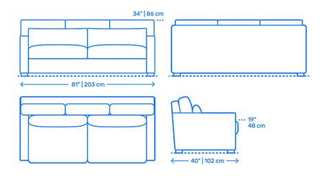 Futons | Sleeper Sofas | Sofa Beds Dimensions & Drawings | Dimensions.com