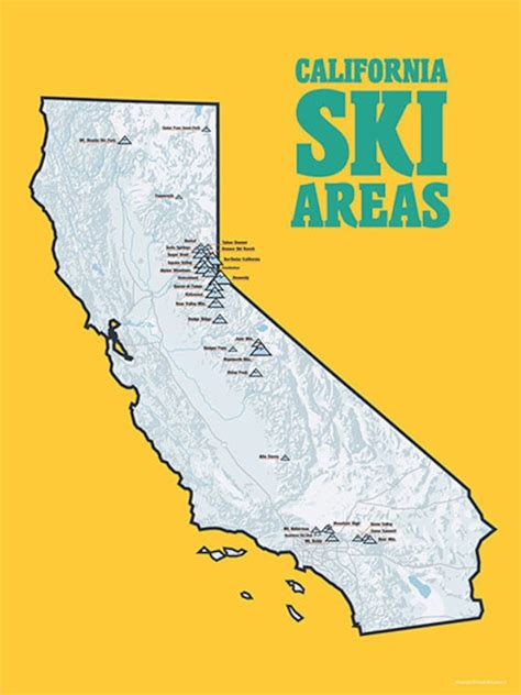 California Ski Resorts Map 18x24 Poster 403 by BestMapsEver