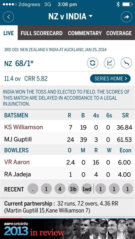 ESPN Cricinfo app live score today: "The scores of this match are ...