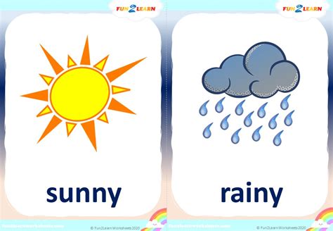 Weather Flashcards | Sunny, Rainy, Cloudy, Snowy - Fun2Learn