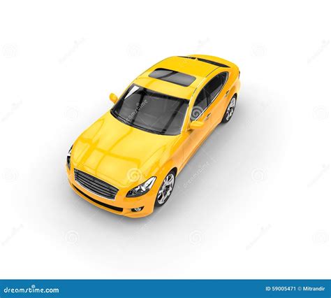 Yellow Car Top Perspective View Stock Illustration - Illustration of ...