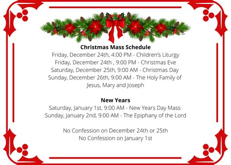 Christmas Mass Schedule | St. Patrick Catholic Church
