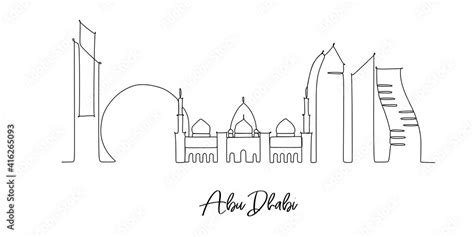 Abu Dhabi Landmark skyline - continuous one line drawing Stock Vector ...