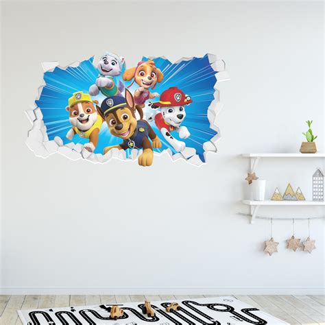 Paw Patrol Wall Sticker Group Broken Wall Decal - Etsy