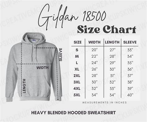 Gildan Hoodie Size Chart Gildan 18500 Size Chart Gildan Hooded Sweatshirt Size Chart| Gildan ...