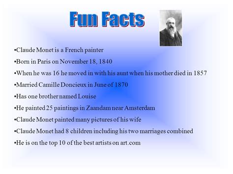 Claude Monet Interesting Facts