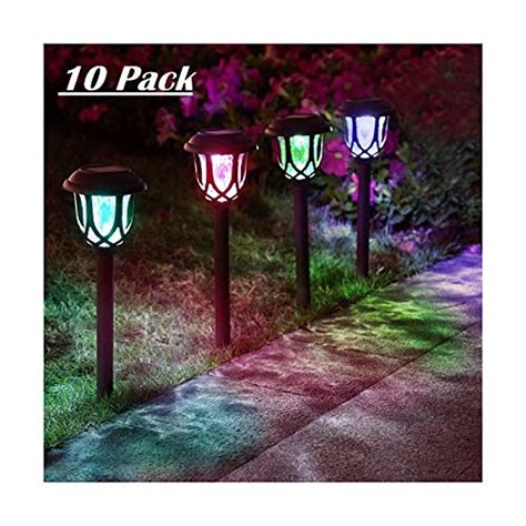 10 Pack Color Changing Solar Lights Outdoor Decorative, Solar Pathway Lights, Solar Powered ...