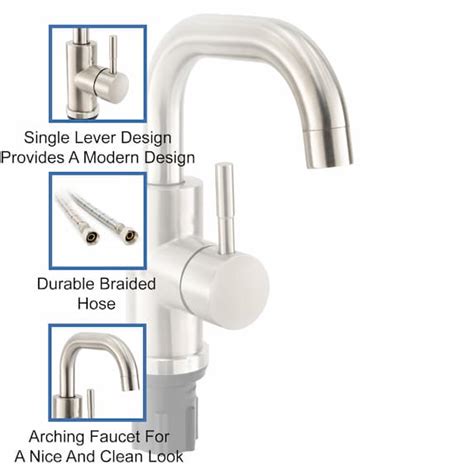 RV Bathroom Faucet with Single Lever Handle Brushed Nickel - RecPro