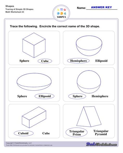 3d Shapes Worksheets