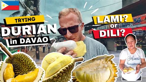 Trying Durian for first time in Davao, Mindanao, Philippines... - YouTube