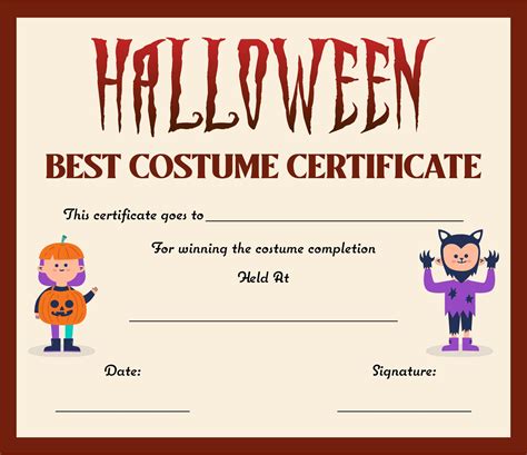 Halloween Costume Certificates - 15 Free PDF Printables | Printablee