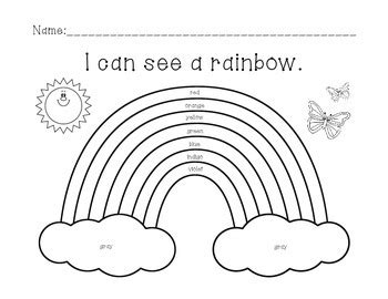 Rainbow Color Worksheet by Vicky Raymond | TPT