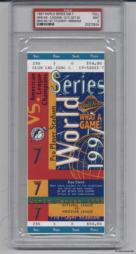 1997 World Series Ticket Game 7 PSA 9 - Tickets From The Past