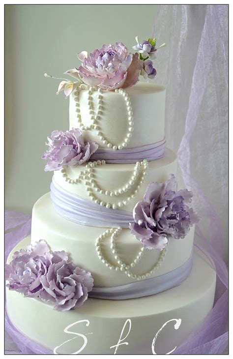 Purple Peony Wedding Cake - CakeCentral.com