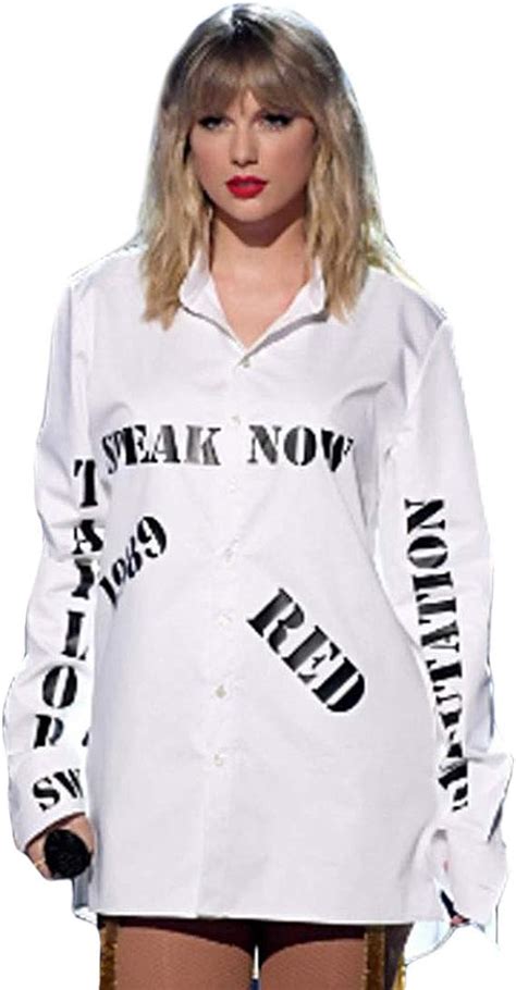 Taylor Swift Around AMA Same Shirt Taylor Album Clothes White Mercerized Drape Shirt: Amazon.co ...