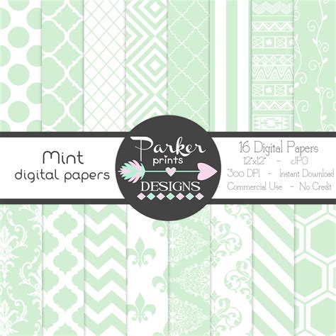 Mint Digital Paper Pack Mint Digital Papers Light Green - Etsy