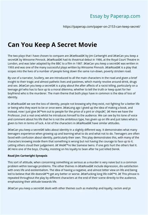 Can You Keep A Secret Movie Free Essay Example