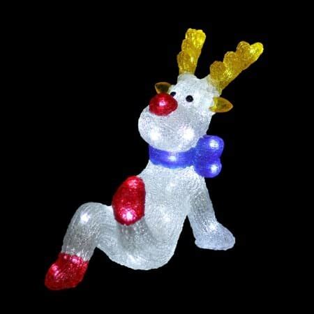 27cm Rudolph Red Nose Laying Down Reindeer LED Acrylic Christmas Light